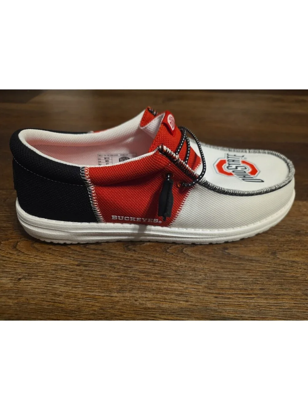 Hey Dude Wally Tri Ohio State Slip On Mens 10 White Red Black Buckeyes Football